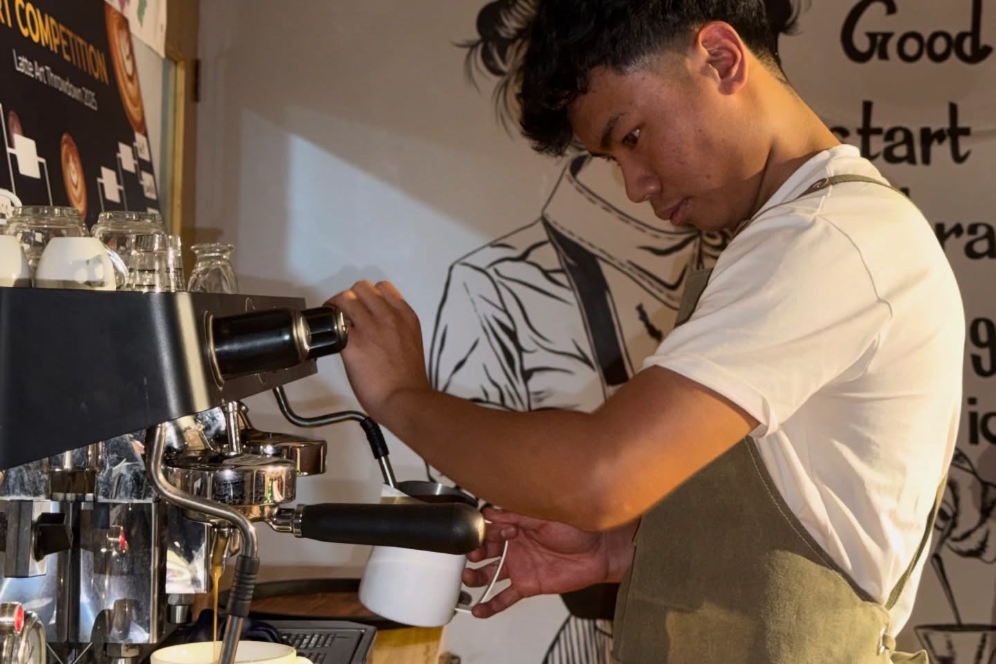Commercial espresso machine training at Caffinity Balaju laboratory